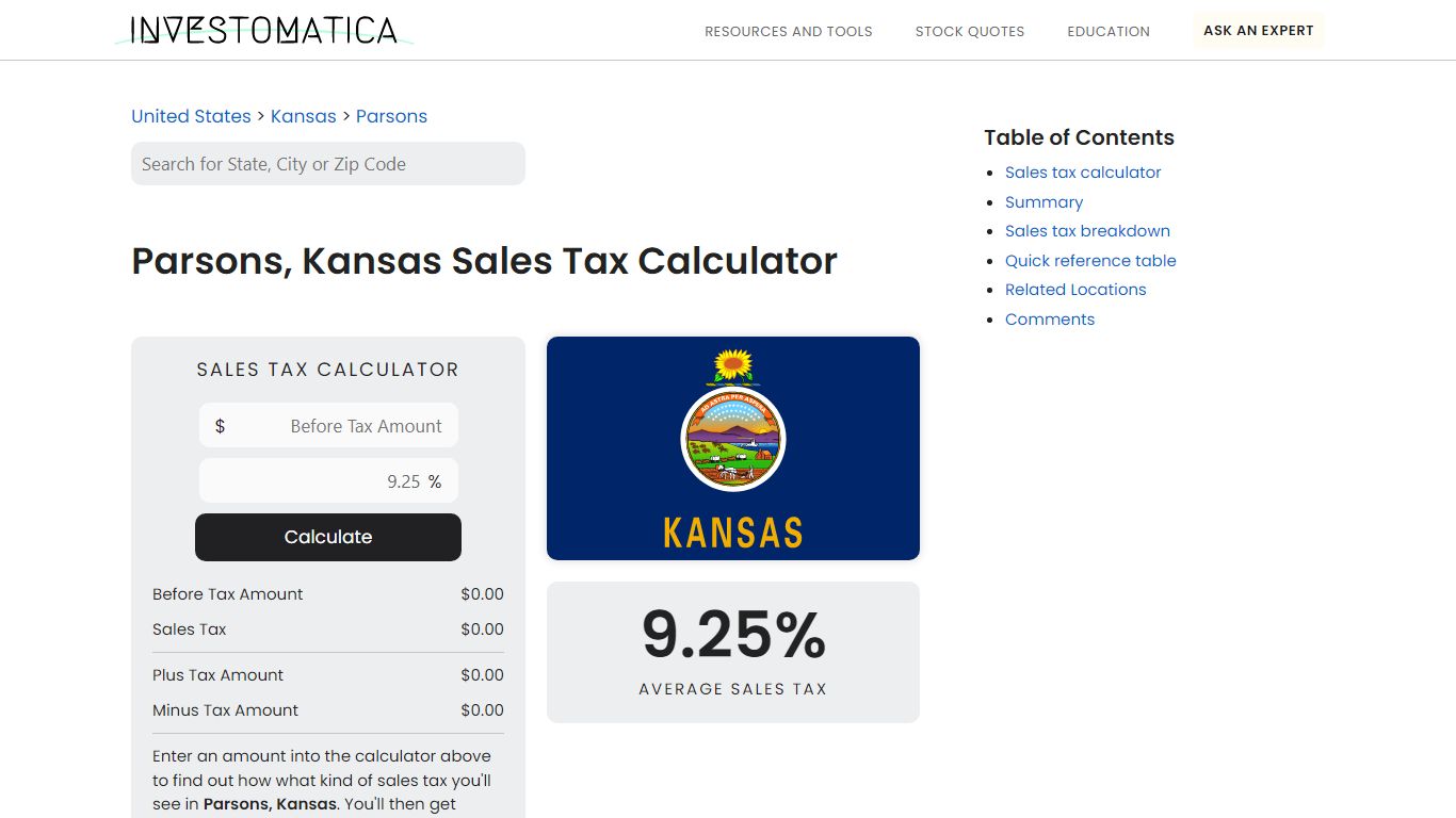 Parsons, Kansas Sales Tax Calculator (2022) - Investomatica